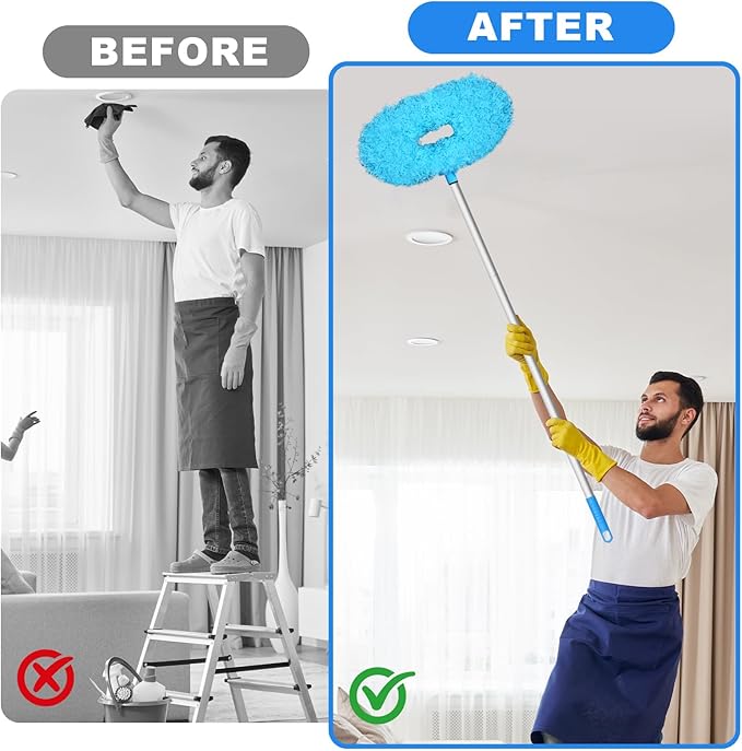 Storystore Ceiling Fan Cleaner Duster and Feather Dusters for Cleaning Dust and Cobweb(4-Claw and Round)