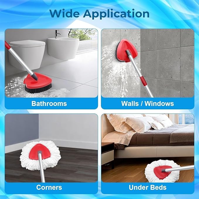 2 Pack Spin Mop Heads Replacement Compatible with O Cedar EasyWring 1Tank, Upgraded Scrub Brush,4 Section Mop Handle and 1 Base Combo Set, Microfiber Replace Head Refill