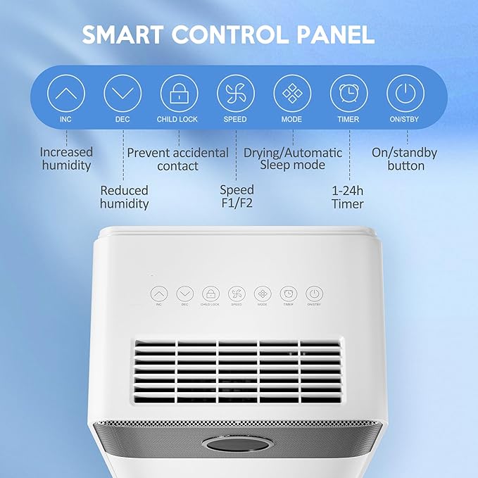 2500 Sq.Ft Dehumidifier with Drain Hose for Basement and Home Large Bedroom Bathroom, 35 Pints Dehumidifiers with Auto Shut Off, Intelligent Humidity Control, Auto Defrost, 3 Modes, 24HR Timer