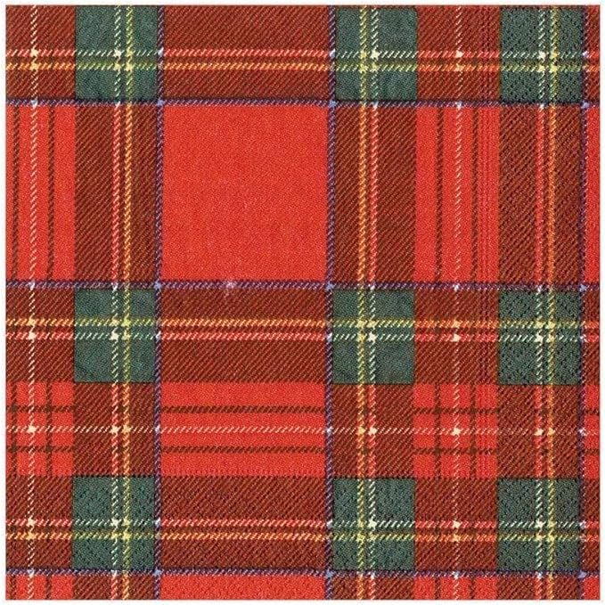 Caspari Royal Plaid Paper Luncheon Napkins - Two Packs of 20