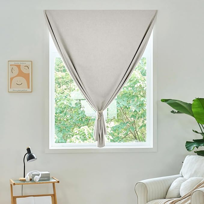 Adhesive Curtain,100% Blackout Curtains, No Drilling, Suitable for Multi-Scenes Privacy Protection (Light Beige - W60 × L84 in)