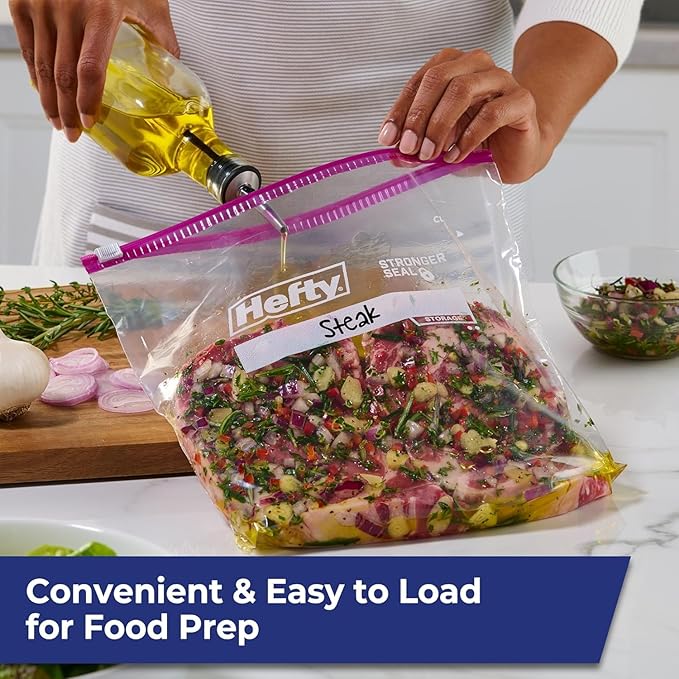 Hefty Ultra Strong Tall Kitchen Bags, Clean Day, 25CT + Storage Slider Bag 40CT + Freezer Slider Bag 25CT (Variety Pack)