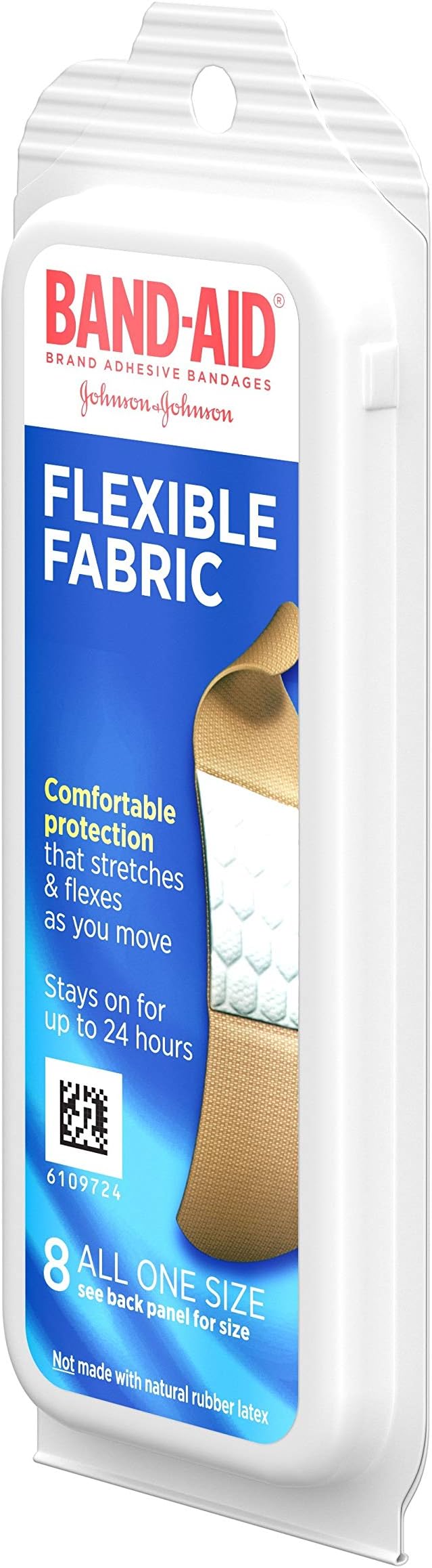 Band-Aid Brand Flexible Fabric Adhesive Bandages for Wound Care and First Aid, All One Size, 8 ct