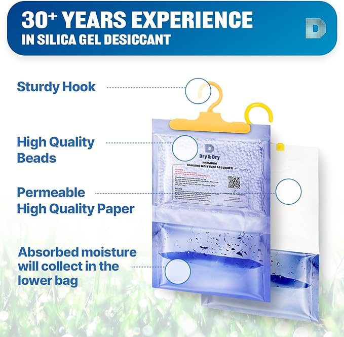 Dry & Dry Moisture Absorbers Dehumidifiers for Home, Basement, Bedroom, Small Dehumidifiers - Moisture Absorbers - White - 6 Packs (14 ounce/pack)