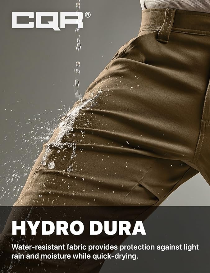 CQR Men's Vent Stretch Pants, Quick Dry Lightweight Casual Cargo Pants, Water Resistant Straight-Fit Utility Work Pants