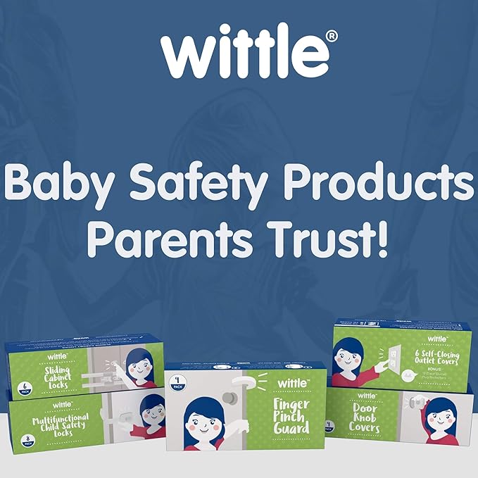 6-Pack Sliding Cabinet Locks - Reusable U-Shaped Child Cabinet Locks for Baby Proofing Cabinets, Drawers, Cupboards & More - No Tools, No Drilling, Easy to Use Child Proof Cabinet Latches by Wittle