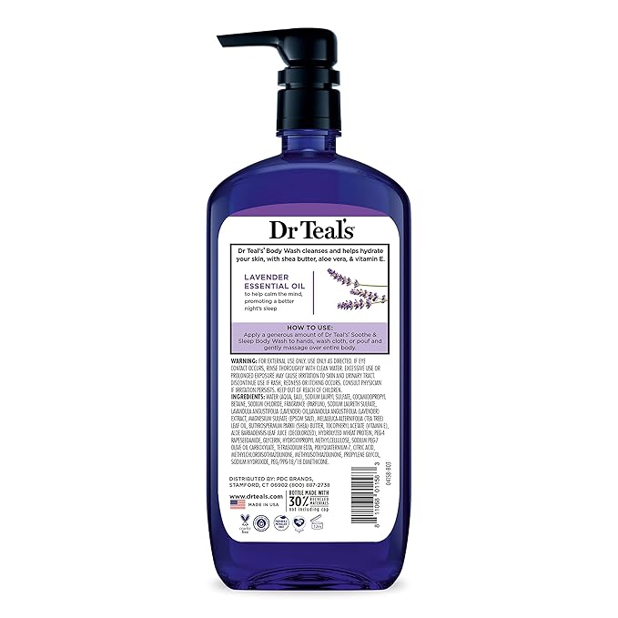 Dr Teal's Body Wash with Pure Epsom Salt, Soothe & Sleep with Lavender, 24 fl oz (Pack of 4)