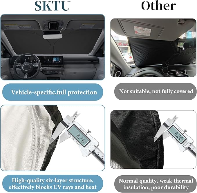 SKTU 2024 2025 2026 Kona Front Windshield Sunshade for 2024 2025 2026 Hyundai Kona Windshield Sun Shade Foldable for Blocks UV Rays and Blocks Heat and Sun Keeps Vehicle Cool