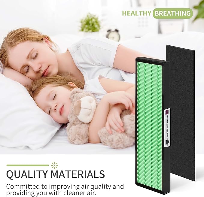 【Upgraded】Nisreen FLT5000 Filter-C True HEPA Filter Compatible with Germ-Guardian Filter C AC5250PT AC5000E AC5300B AC5350W for Improving Moist Conditions, 4 H13 HEPA & 4 Extra Carbon Pre-Filters