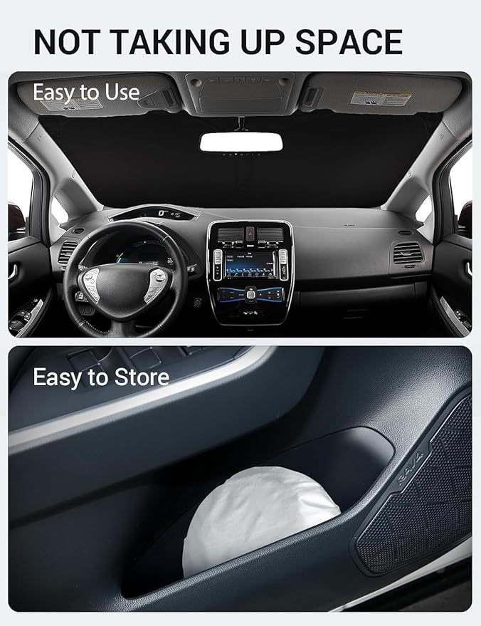 Proadsy Windshield Sun Shade for Nissan Leaf 2011-2017 4-Layer Foldable Front Sunshade Protector Sun Visor Blocks UV Rays Keep Car Cooler