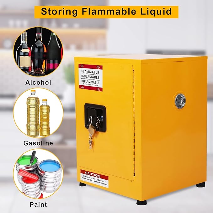 Flammable Cabinet 17" x 17" x 22", Galvanized Steel Safety Cabinet, Adjustable Shelf Flammable Storage Cabinet, for Commercial Industrial and Home Use