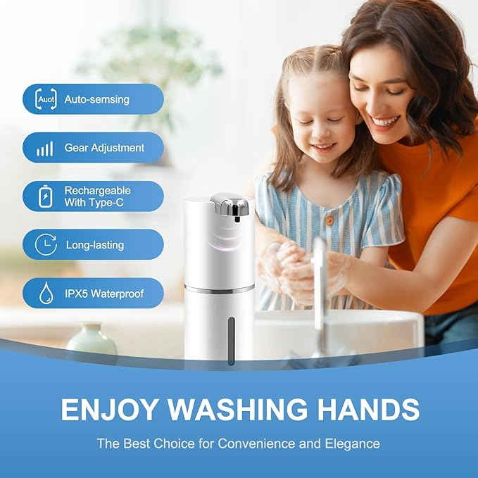 Automatic Liquid Soap Dispenser, 12.8oz/380ml Wall Mount Touchless 4 Adjustable Soap Levels,Liquid Hand Soap Dish soap USB Rechargeable with Infrared Motion Sensor for Bathroom,Kitchen,Office