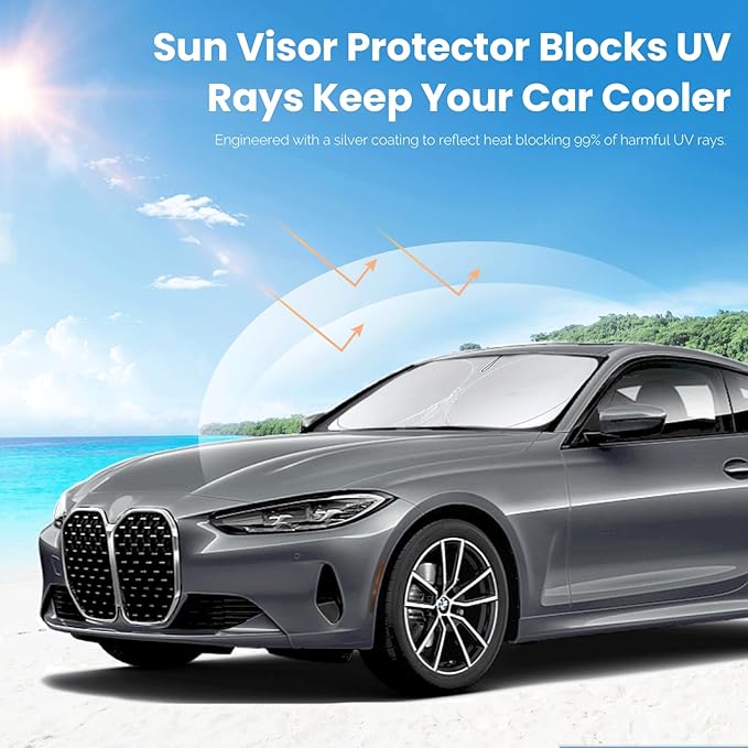 for BMW 4 Series Windshield Sun Shade Sunshade Fit for 2021-2024 2025 BMW 4-Series 2DR Coupe Convertible Sun Visor for M4, 428i 430i 435i 440i Base Sport Front Window Shield Accessories