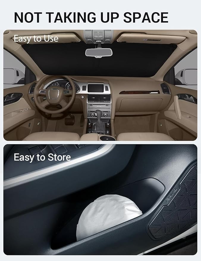 Proadsy Windshield Sun Shade for Audi Q7 2007-2015 Foldable Front Sunshade Protector Sun Visor Blocks UV Rays Keep Car Cooler