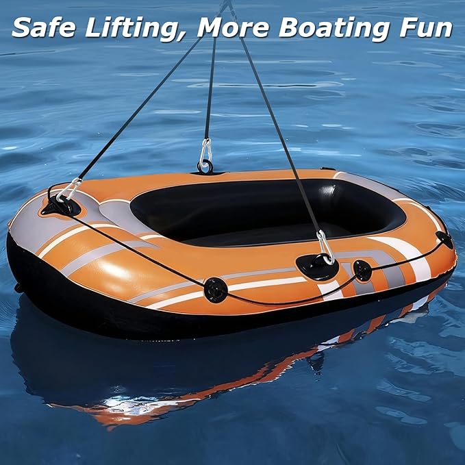 Adjustable 3 Leg Inflatable Dinghy Boat Lift Slings, with Locking Spring Clips, Stainless Steel Hardware & Nylon Webbing, for Inflatable Dinghies