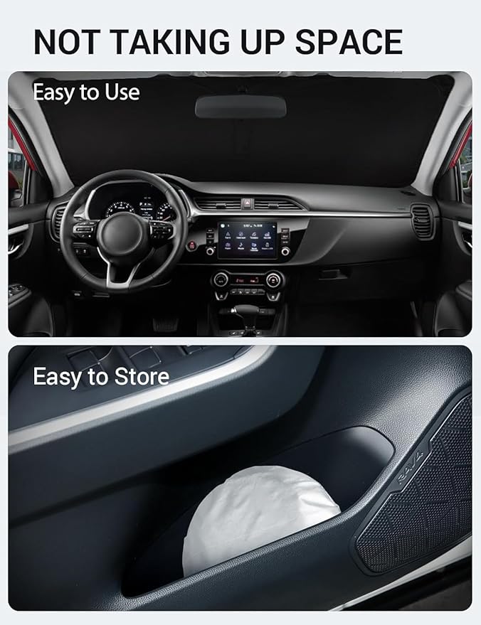 Proadsy 2025 Upgrade Windshield Sun Shade Custom Fit 2018-2023 2024 2025 Kia Rio Foldable Front Sunshade Protector Sun Visor Blocks UV Rays Keep Car Cooler