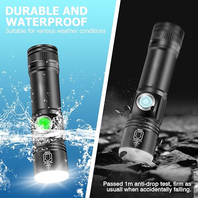 NAKCNM 8-Pack Rechargeable LED Flashlights, Super Bright Pocket-Sized Flashlight with USB Charging Port, EDC Flash Light for Home, Camping, Emergency