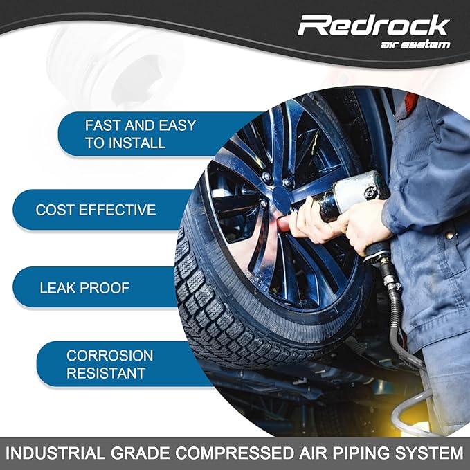 3/4" x 100 feet Shop Air Line Kit Compressed Air Piping System, HDPE Aluminum Tubing Air Compressor Hose kit for Garage, Rapid Air System Leak-Proof Easy to Install 200PSI ASTM F1282 Black
