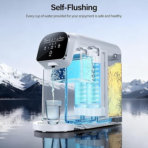 Portable UV Countertop Reverse Osmosis Water Filter, 5-Stage Water Filtration System, No Installation Need, 5:1 Pure to Drain, RO Water Purifier for Home Kitchen Office