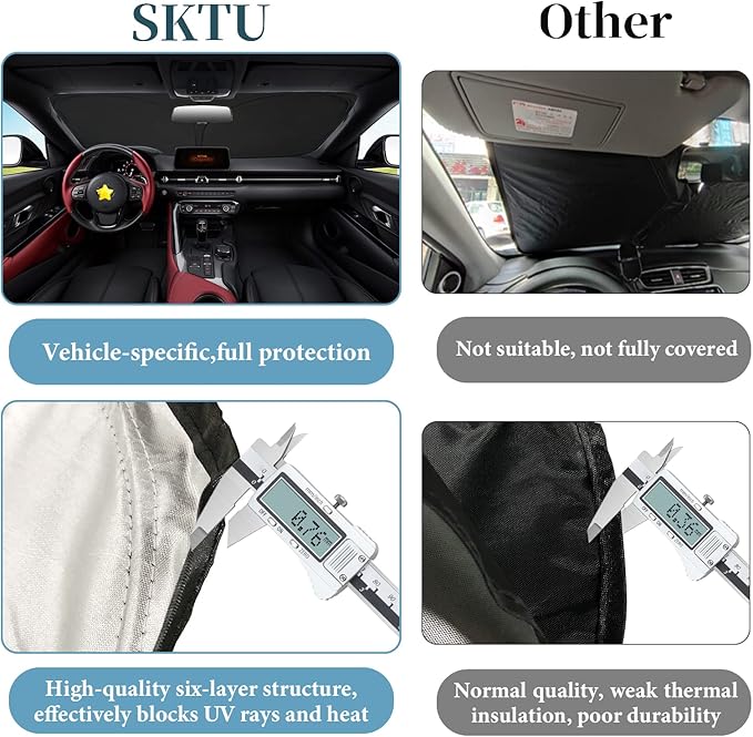 SKTU 2024 2025 2026 Supra Front Windshield Sunshade for 2020 2021 2022 2023 2024 2025 2026 Toyota GR Supra Windshield Sun Shade Foldable for Blocks UV Rays and Blocks Heat and Sun Keeps Vehicle Cool