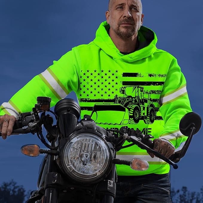 Matedecor High Visibility Hi Vis Hoodie for Men - Jobs Collection Custom Name Class 3 Reflective Safety Workwear