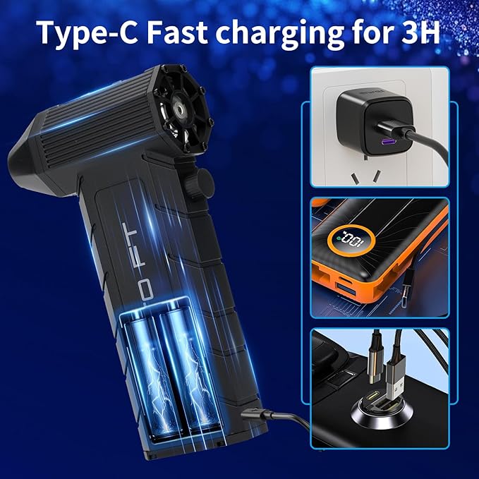 Electric Air Duster – 180000 RPM Compressed Air Blower for Keyboard, PC, Electronics – Reusable Cordless Dust Cleaner with USB-C Fast Charging