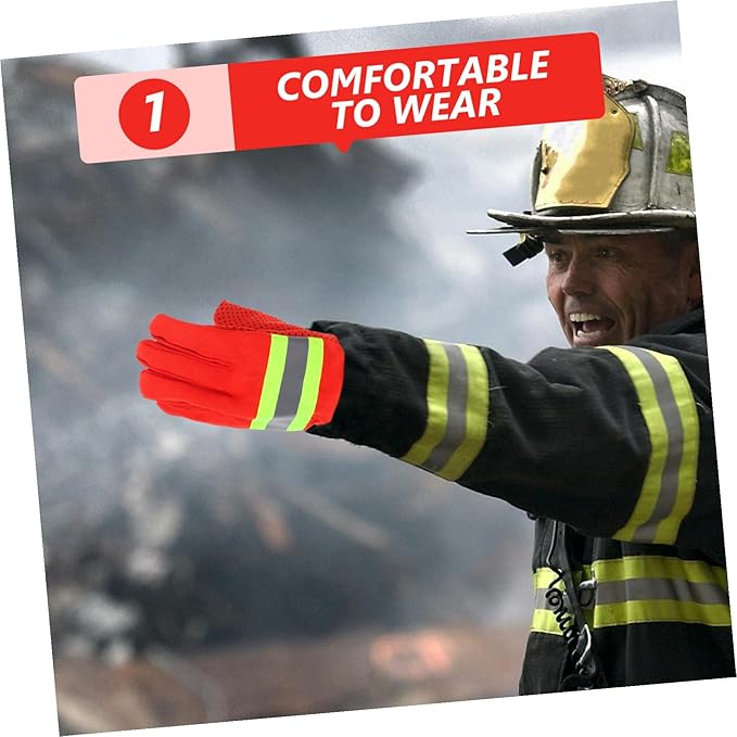 Zerodeko 2 Pairs Flame-resistant Welding Gloves Heat Insulated Firefighter Work Gloves for Emergency Rescue Outdoor Safety Heavy Duty Puncture Resistant Protective Gear