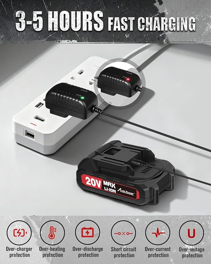 AVID POWER Brushless Power Drill Set, 20V Cordless Drill Driver Kit with 2.0Ah Battery and Charger, 3/8-Inch Metal Chuck, 355 In-lbs Torque, 2-Variable Speed, 26 Position and 22pcs Accessories