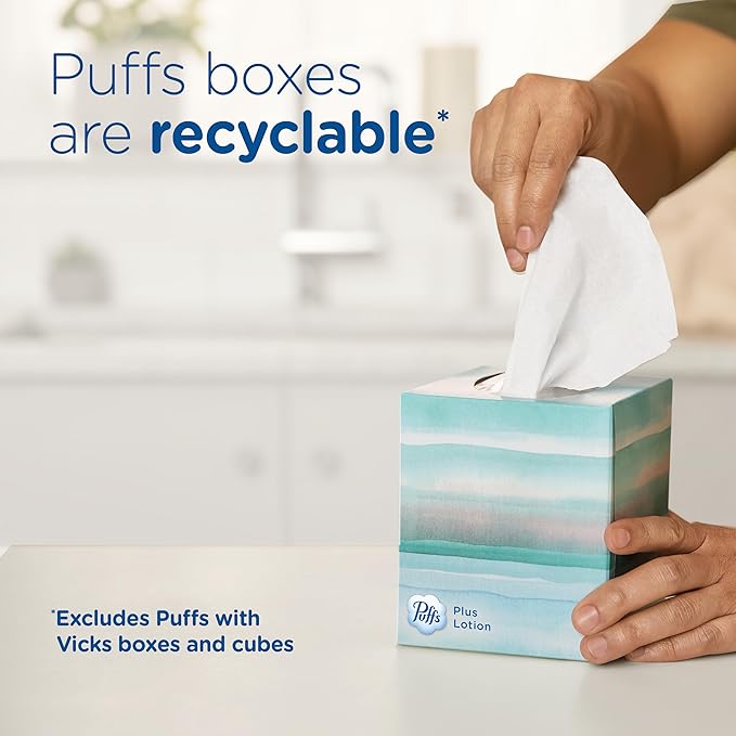 Puffs Ultra Soft Facial Tissues, 4 Family Size Boxes, 124 Facial Tissues Per Box