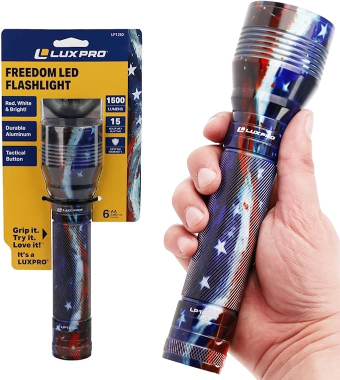 LUXPRO LED Freedom Flashlight - 1500 Lumens Tactical Flashlight for Outdoors, Emergency, Camping & Backpacking - LP1250