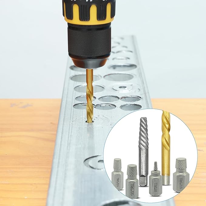 35-Piece Helical Screw Puller Bolt Puller Kit, Easy Removal Kit with Left Hand Drill Bit Multi-spline Puller for Stripping Damaged, Studs, Rusty, Fillet Bolts, Nuts and Screws Screw Remover