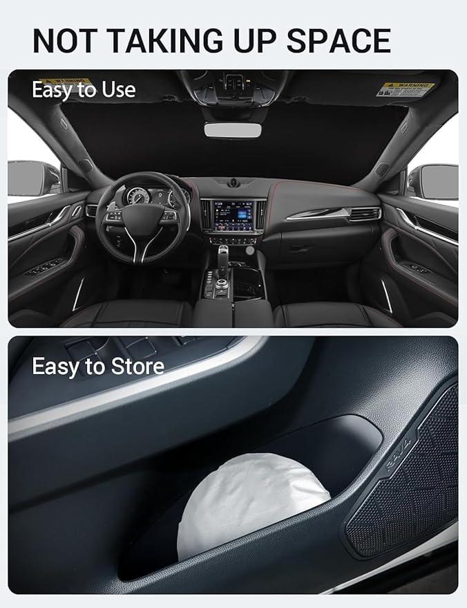 Proadsy Windshield Sun Shade for Maserati Levante 2017-2023 2024 2025 Foldable Front Sunshade Protector Sun Visor Blocks UV Rays Keep Car Cooler