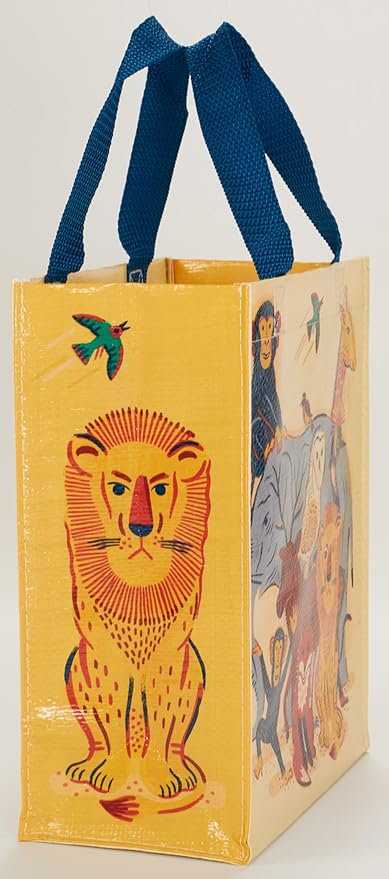 Blue Q Handy Tote, Animal Family. Reusable lunch sack, little gift bag, easy-to-wipe-clean, 95% recycled material, 10" h x 8.5" w x 4.5" d