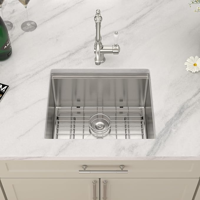 Dcolora 21 in. Undermount Wet Bar Sink Small Kitchen Sink Workstation Stainless Steel Under Counter Single Bowl 21"×18"×10",DC-U1112