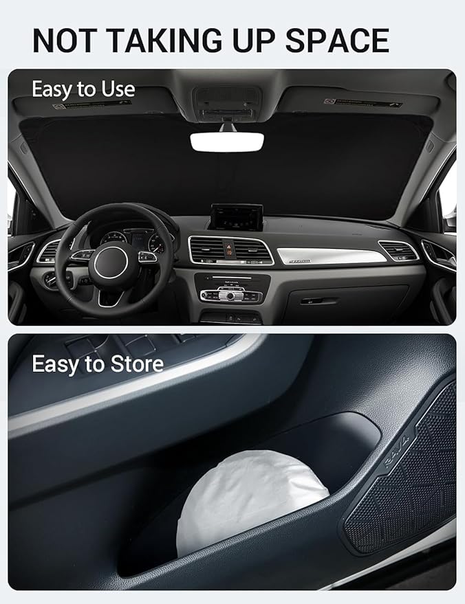 Proadsy Windshield Sun Shade for Audi Q3 2013-2018 Foldable Front Sunshade Protector Sun Visor Blocks UV Rays Keep Car Cooler