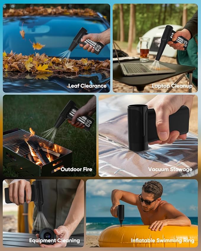 NEVERLAND Reusable Air Blower - 240000RPM High-Speed Cordless Compressed Air Duster, 8-Speed Adjustable, Rechargeable Battery-Powered Dust Blower for Computer, Keyboard, Electronics, Car, Pet Hair