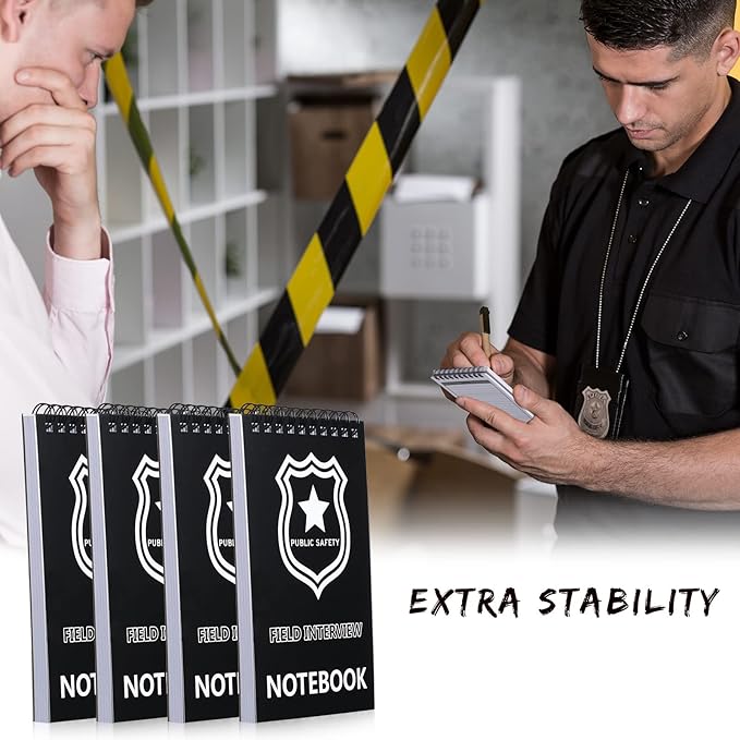 Teling 24 Packs Public Safety Police Field Interview Notebook Report Notepad for Law Enforcement Officer Gifts Ticket Book Notebook Cop Interview Equipment Accessories, 70 Sheets/ 140 Pages
