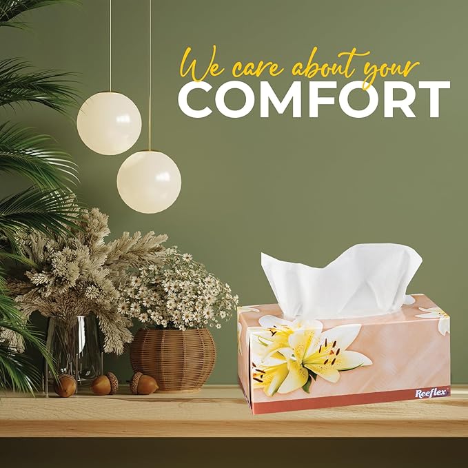 Reeflex Premium Facial Tissues 230 Sheets Per Box, 2-Ply Soft Touch, Gentle and Durable in A Stylish Box - 4 Total Boxes, 920 Sheets Family Pack