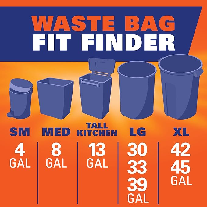 Hefty Strong Tall Kitchen Trash Bags, Unscented, 13 Gallon, 45 Count (Pack of 6)
