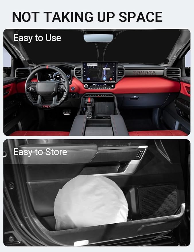 Proadsy 2025 Upgrade Windshield Sun Shade Custom Fit Tundra 2007-2021 4-Layer Foldable Front Sunshade Protector Sun Visor Blocks UV Rays Keep Car Cooler Accessories