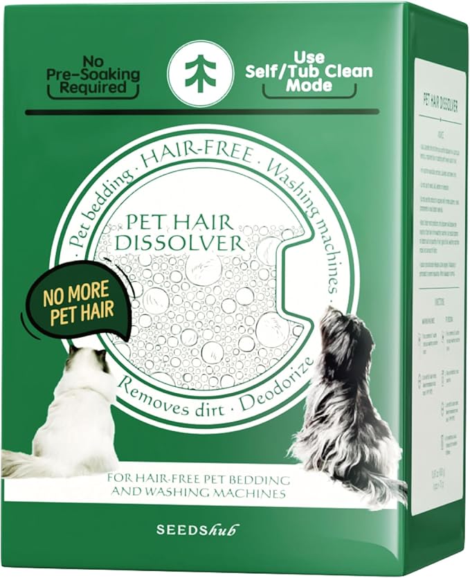 FURGONE × Seedshub Pet Hair Dissolver for Washing Machine, 96.7% Hair Dissolution, Dog Cat Hair | Stain Remover for Laundry, Pets Friendly, 6 Sachets, HE/Top/Front-Load Compatible