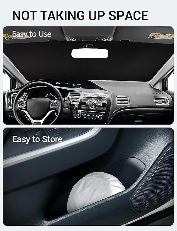 Proadsy 2025 Upgrade Windshield Sun Shade Custom Fit 2012-2015 Honda Civic Foldable Front Sunshade Protector Sun Visor Blocks UV Rays Keep Car Cooler
