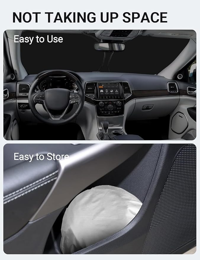 Proadsy Windshield Sun Shade for Jeep Cherokee 2014-2024 2025 (Not for Jeep Grand Cherokee) 4-Layer Foldable Front Sunshade Protector Sun Visor Blocks UV Rays Keep Car Cooler