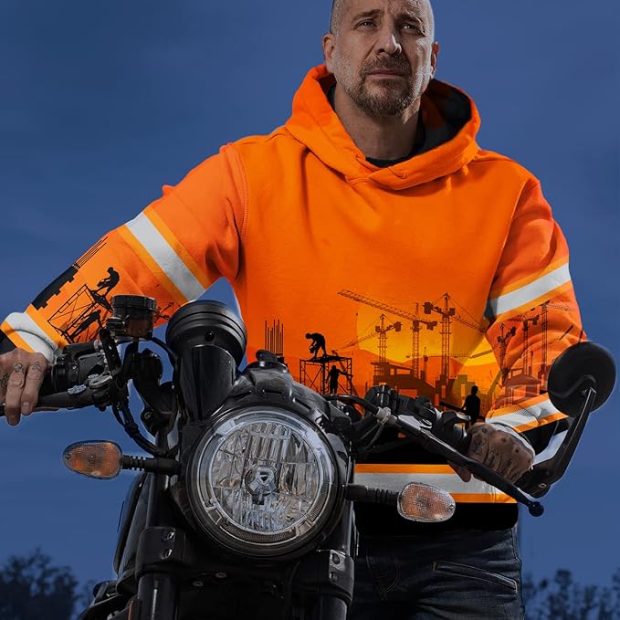 Matedecor High Visibility Hi Vis Hoodie for Men - Jobs Collection Custom Name Class 3 Reflective Safety Workwear