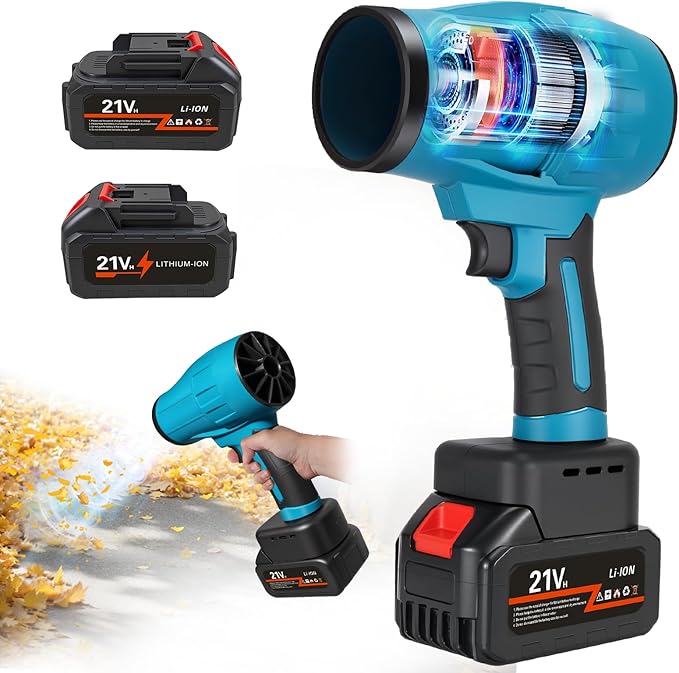 Cordless Leaf Blower, Portable Handheld Electric Turbo Jet Blower with Adjustable Speed, 2 x 4.0Ah Batteries for Lawn Care, Patio Cleaning, Blowing Leaves, Lightweight and Powerful Dust Cleaner