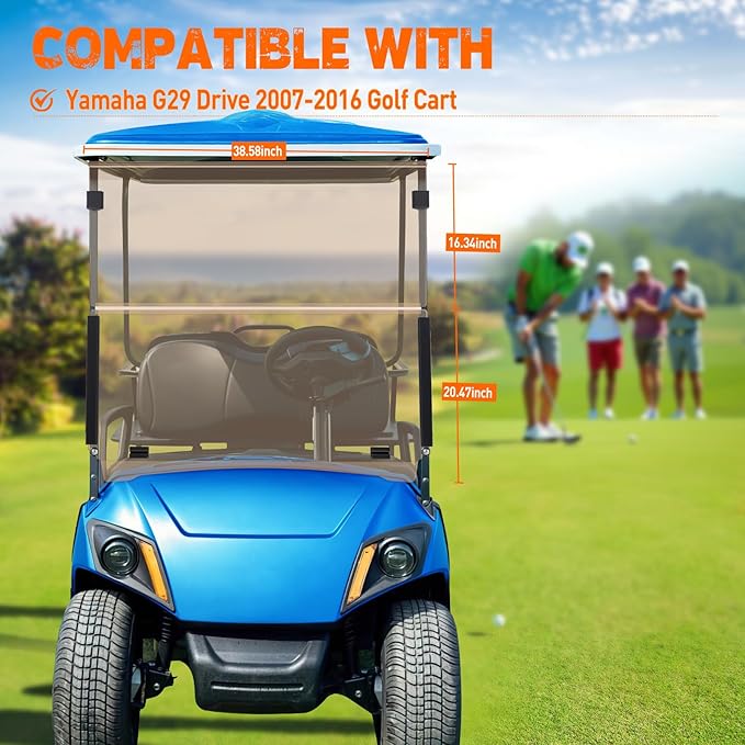 Nilight Golf Cart Windshield for Front Window Foldable UV Protection Compatible with Yamaha Drive G29 Gas or Electric Models 2007-2016 Tinted Polycarbonate (PC) Scratch and Impact Resistant