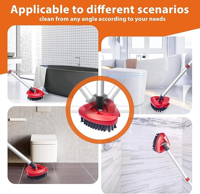 Small Spin Mop Replace Head Base + Scrub Brush for O Cedar 2-Tank RinseClean,1 Mop Scrubber Brush and Mop Base Combo Set,Great for Kitchen, Deck, Bathroom and Shower Floor Scrubber