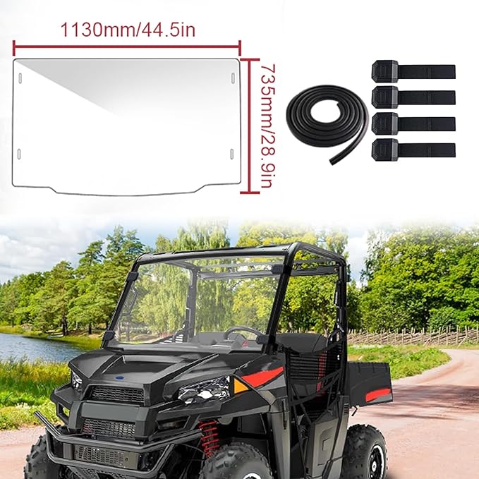 StarknightMT Ranger Windshield Compatible With Polaris Ranger Midsize 500 570 ETX EV 2015-2025, Scratch-Resistant Ranger 570 Front Full Windshield, Clear