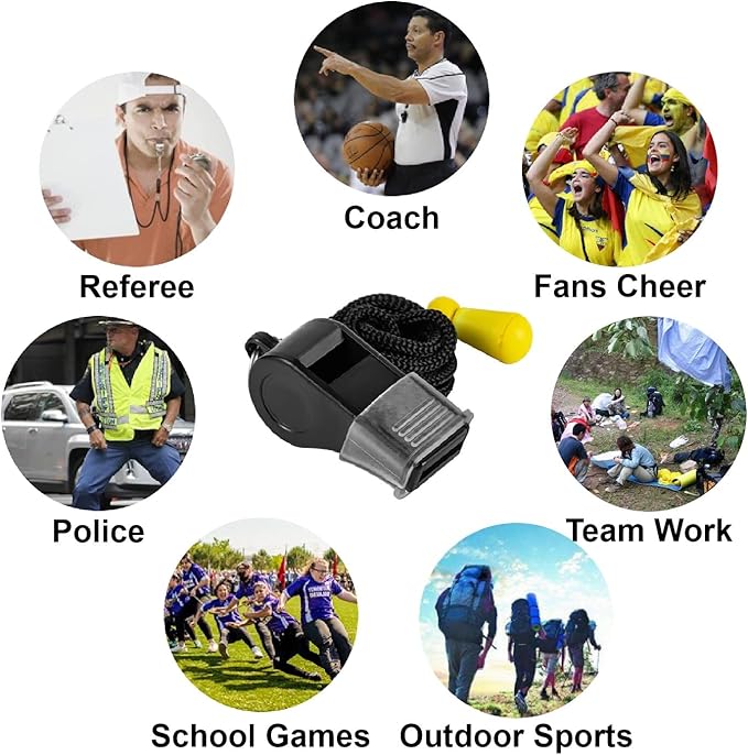 12 Pack Sport Whistles with Lanyar for Coaches, Referees and Officials, Loud Crisp Sound