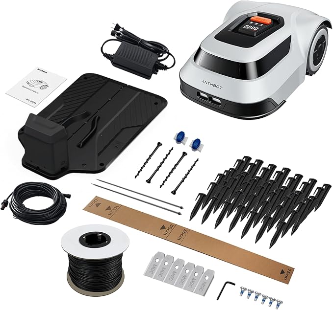 ANTHBOT Robot Lawn Mower with Max 180m Stable Boundary Wire - Recommended 550㎡, Max 900㎡, 300% Higher Efficiency of Grid-Shaped Mowing Path, Automatic Robotic Lawn Mower with Auto Mapping & Recharge